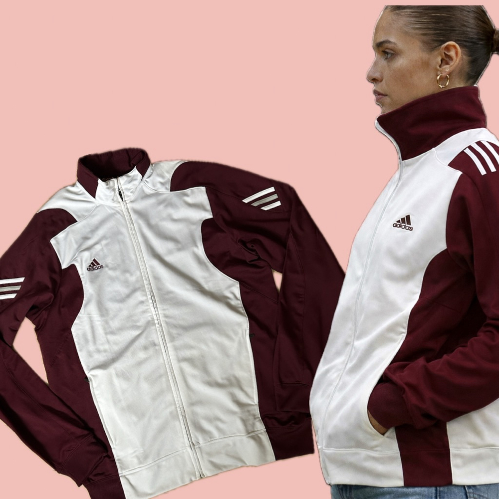 adidas White and Burgundy Track Jacket